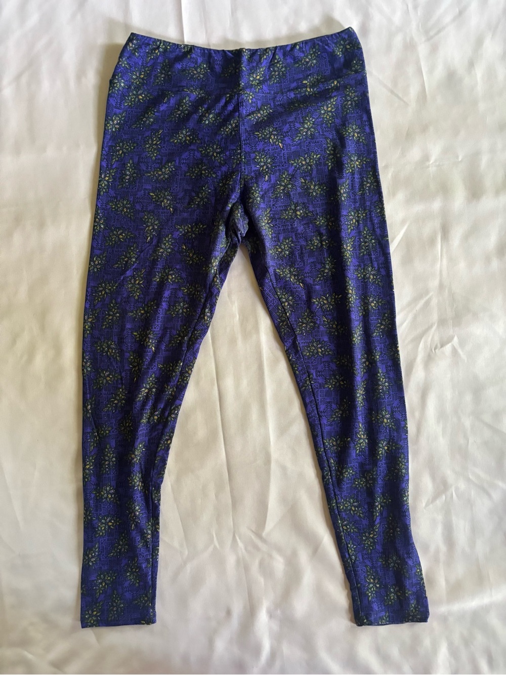 LuLaRoe Purple Leggings with Floral Print TC